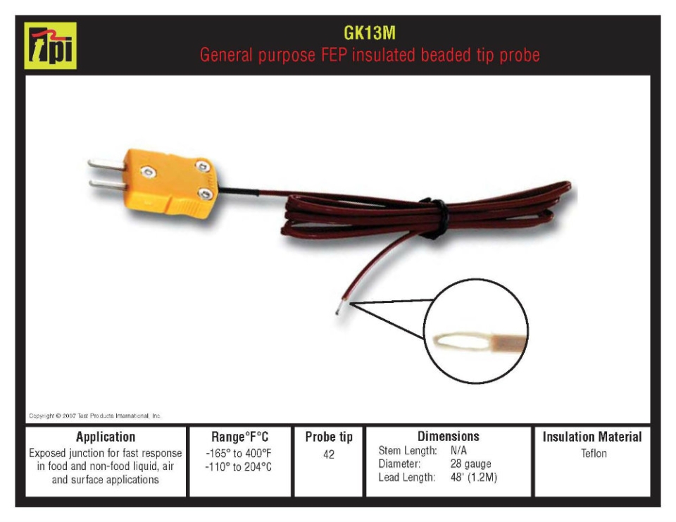 GK-13M Thermocouple Temperature Probe