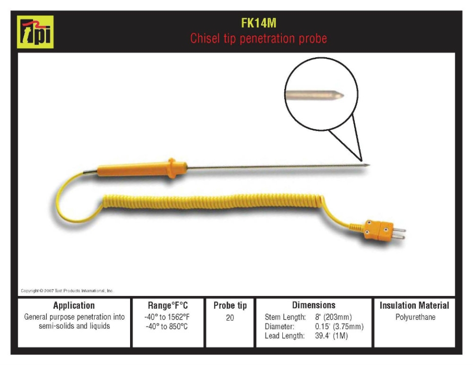 FK-14M Thermocouple Temperature Probe