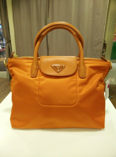 (SOLD) Brand New Prada BN2106 Tessuto Saffiano With Strap in Papaya