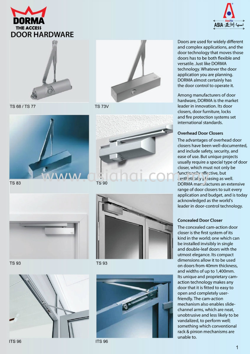 New Product Dorma Dorma Supply Supplier Suppliers Asiahai Industries Sdn Bhd