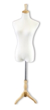 470104 - FEMALE TORSO LINEN with WOODEN TRIPOD TORSO BODYFOAM MANNEQUIN MANNEQUINS