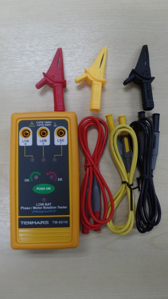 TENMARS TM-601N 3-PHASE / MOTOR PHASE ROTATION TESTER