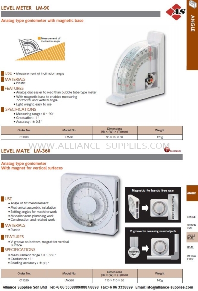 Analog Goniometer With Magnetic Base/ Analog Inclination Angle Meter LM-90/ LM-360