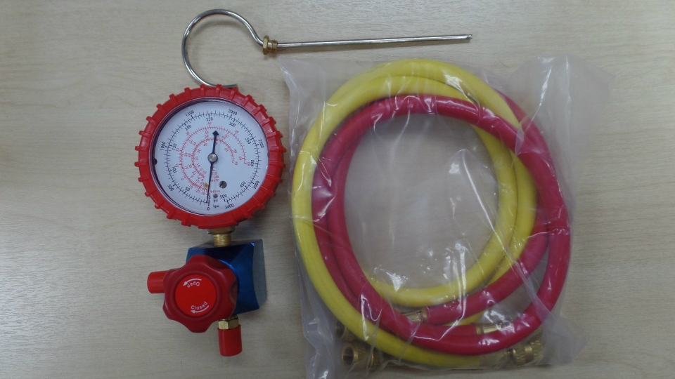CULMI MG-1-R134a High and Low Side (R134a/R22/R404A/R407C) Single Manifold c/w 3FT Hose (R&Y)