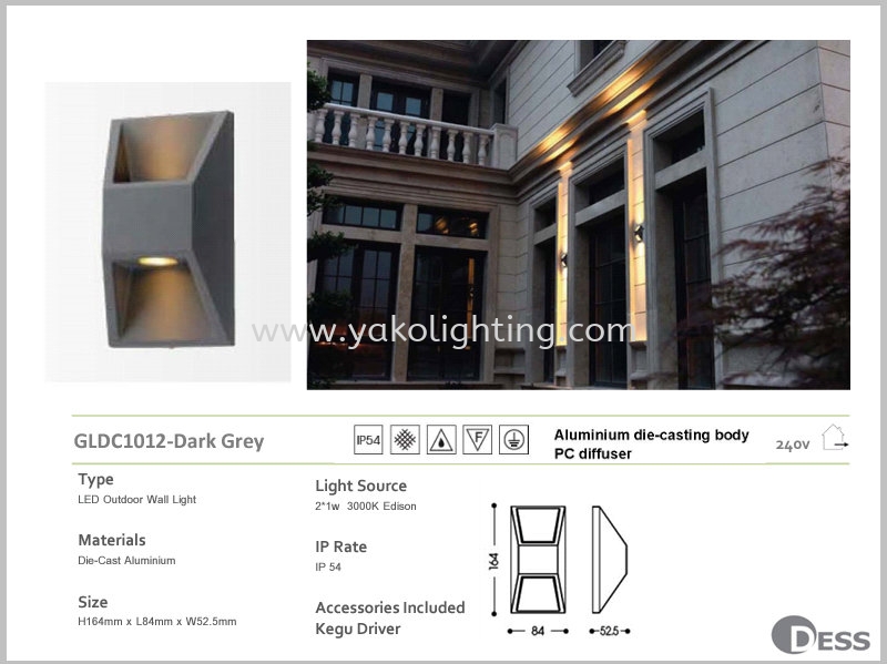 GLDC1012-Dark Grey DESS OUTDOOR LAMP