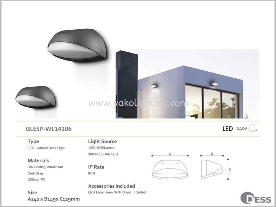 GLESP-WL14106 DESS OUTDOOR LAMP