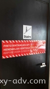 ARCYLIC PINTU RINTANGAN API Acrylic Signage