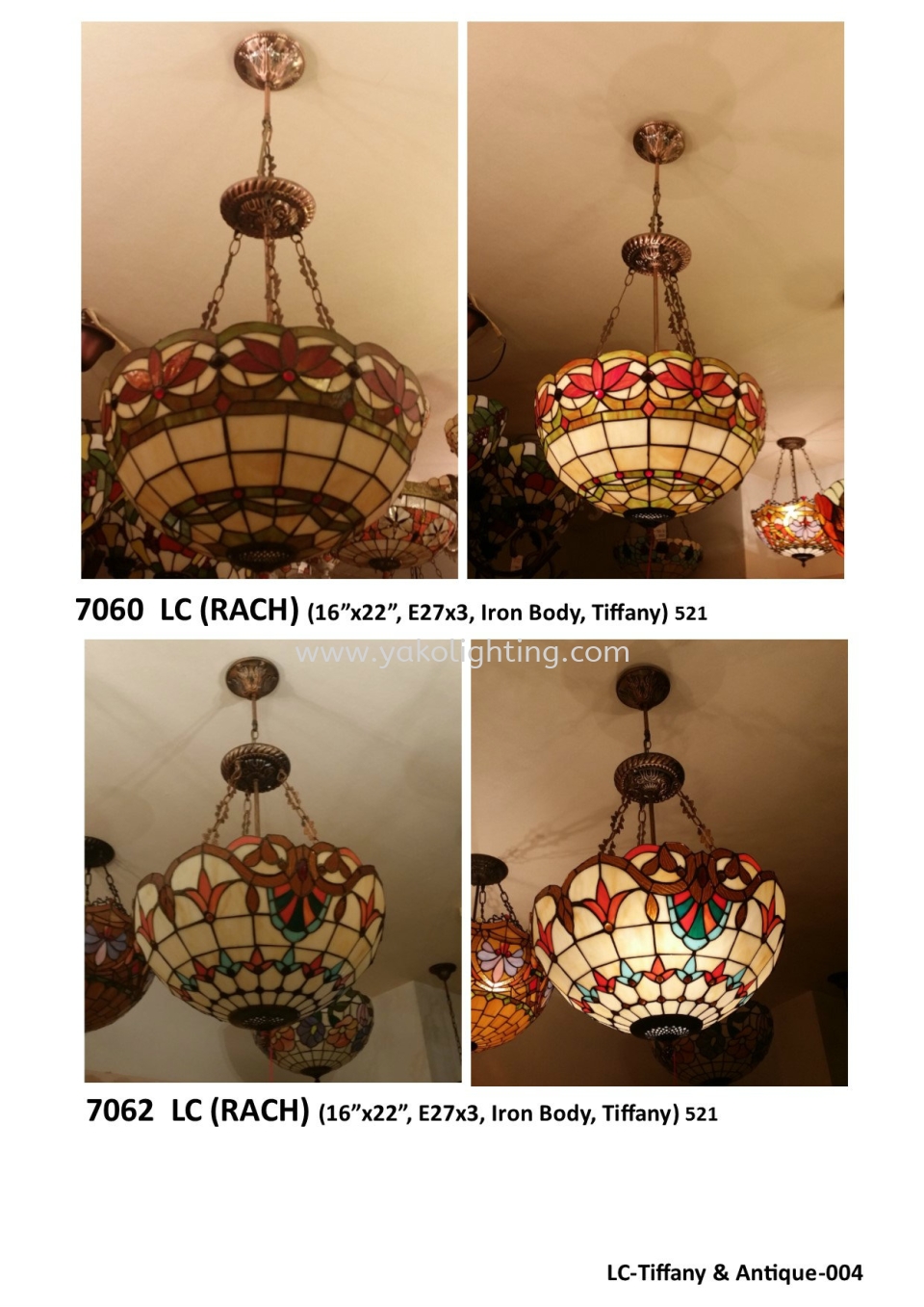 7062-TIFFANY LAMP PENDANT LIGHT 