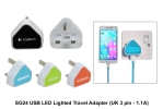 EL040 LED Lighted Travel Adapter (UK 3 pin - 1.1A) Mobile Electronic