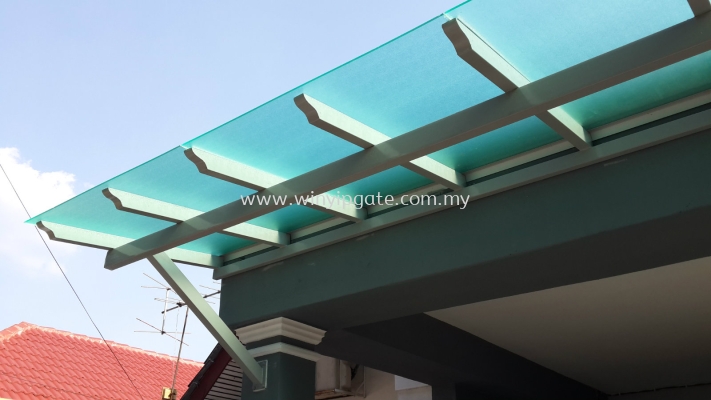 Mild steel pergola & ployclass 7mm light green