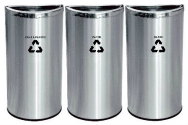 EH Stainless Steel Semi Round Open Top Recycle Bin