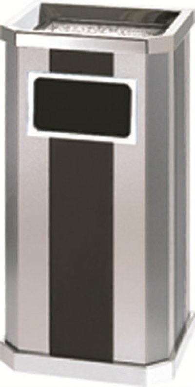 EH Stainless Steel + Print Coating Diamond Shape Waste Bin c/w Ashtray