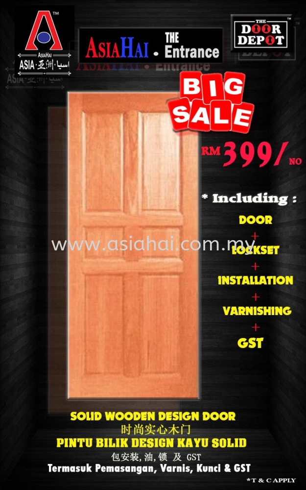 BIG SALE!! SOLID WOODEN DESIGN DOOR.. Only RM399..Please come to visit our showroom..