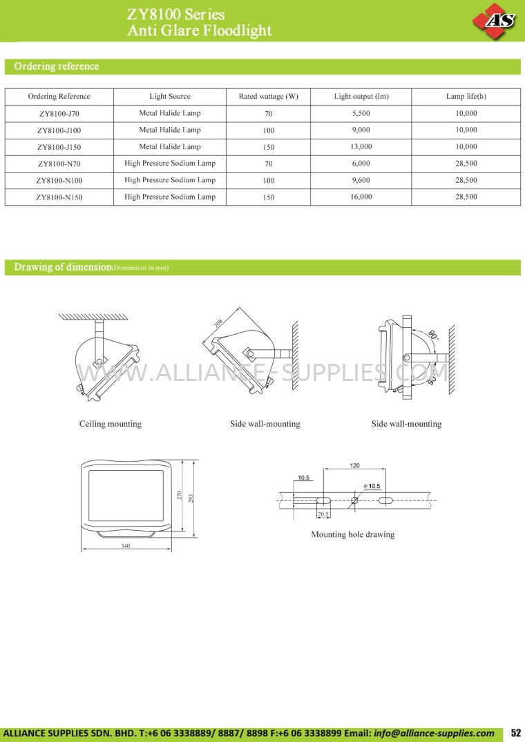 ZY8100 Series Anti Glare Floodlight Fixed Professional Lights INDUSTRIAL LAMPS/ EXPLOSION-PROOF LIGHTING