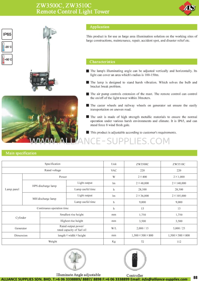 ZW3500C, ZW3510C Remote Control Light Tower Mobile Professional Lights INDUSTRIAL LAMPS/ EXPLOSION-PROOF LIGHTING
