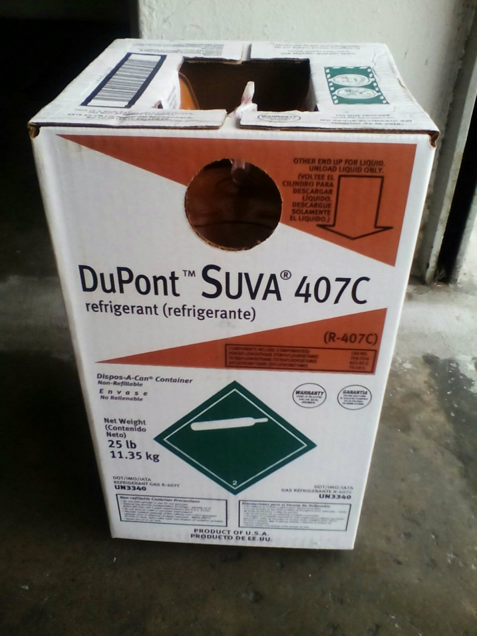SUVA 407C (DuPont) Refrigerant Gas (11.35kg) (USA)