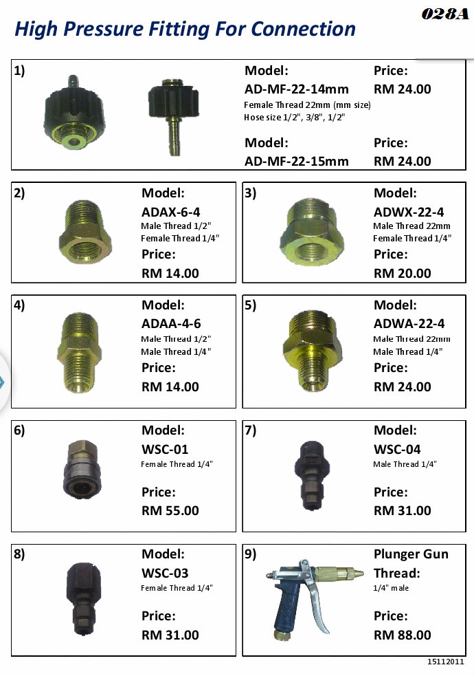 High Pressure Fitting For Connection High Pressure Parts and Fitting Cleaning Machinery