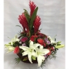 Lily, Gerberas, Canation Spray Basket Arrangement (BA-090) Designed Flower Arrangement Basket Arrangement