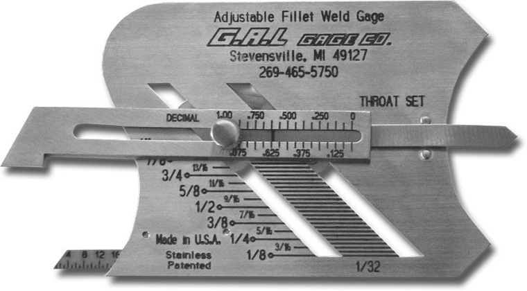 G.A.L gage - Adjustable Fillet Weld Gauge Cat # 3 Welding Gauges Portable Inspection Gauges