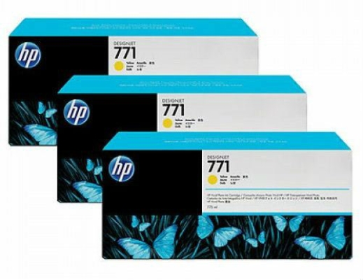 HP 771B ORIGINAL YELLOW 3 PACK INK CARTRIDGE (B6Y26A) COMPATIBLE TO HP PRINTER Z6200