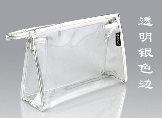 Transparent with Silver line Cosmetic Pouch