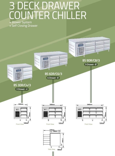 3 Deck Drawer Counter Chiller