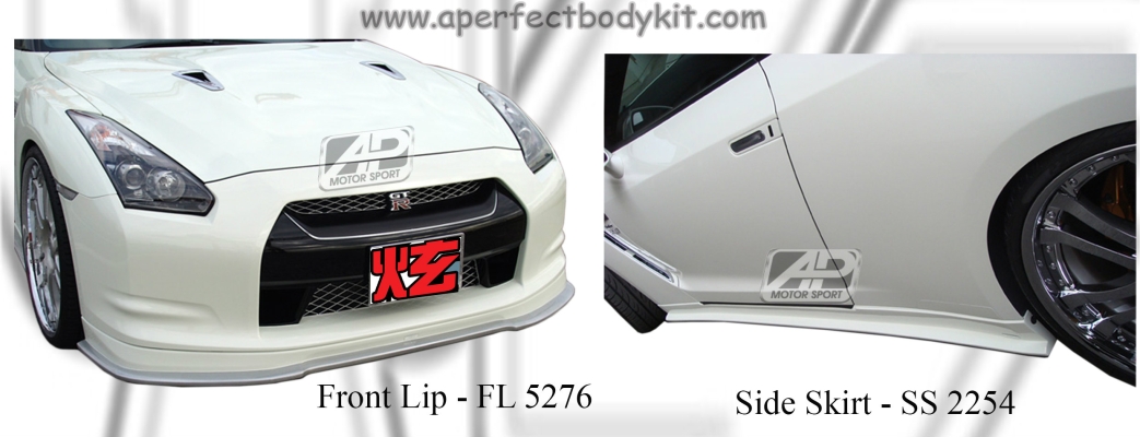 Nissan GTR R35 B Style Front Lip & Side Skirt 