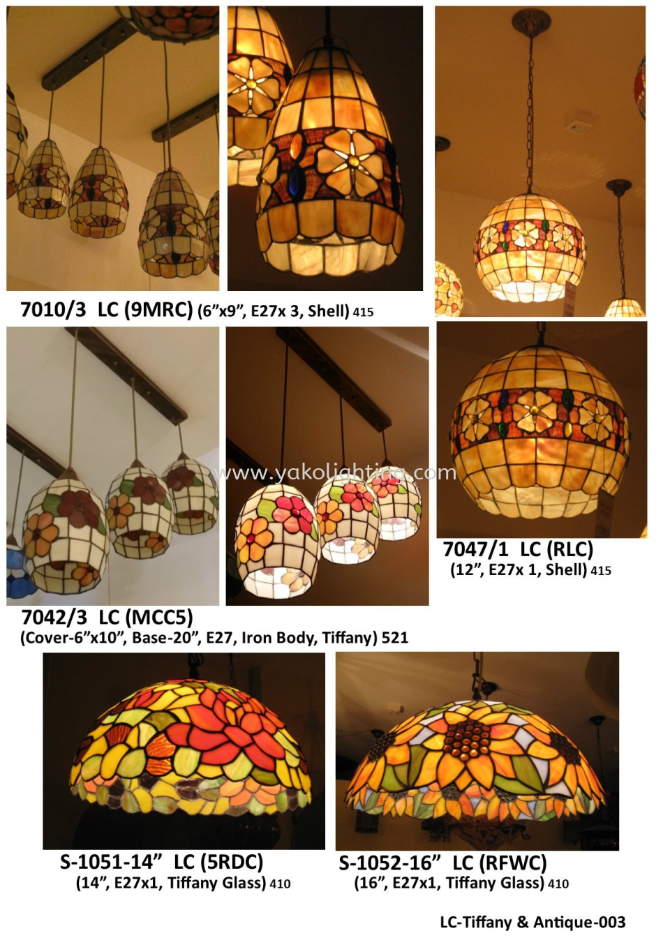 S1051/14"@S1052/16" -TIFFANY LAMP PENDANT LIGHT 