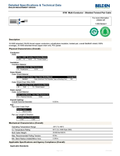 Belden 2core screen  8760