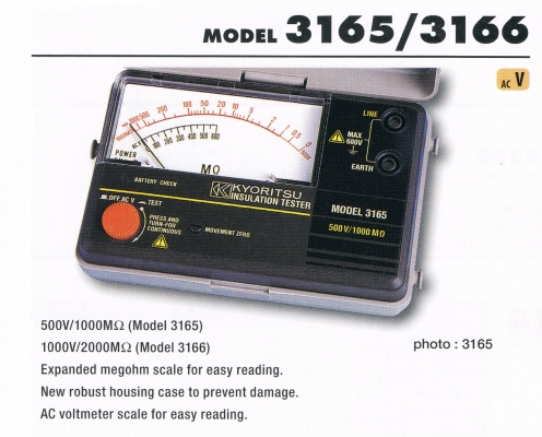 kyoritsu 3165,3166 Analogue Insulation Testers