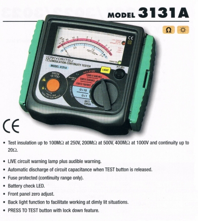 kyoritsu 3131A Analogue Insulation Continuity Testers