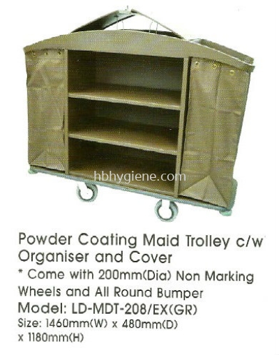 Powder Coating Maid Trolley c/w Organiser and Cover