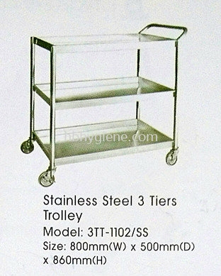 Stainless Steel 3 Tiers Trolley