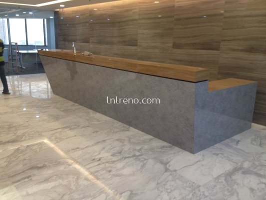 Customize Cashier counter Reception Counter in PJ Selangor Malaysia #plywood #melamine  #veneer #spray paint #laminate #customize #sliding door #glass door #swing door #built in #nyatoh #oak #aluminium door #carcass #panel #fluted panel #drawer #tv hang on panel #partition #box up #counter #cashier #shelves #open shelves