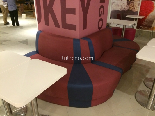 Custom made bench seating with cushion in PJ Selangor Malaysia #Bench Design #Carpentry works #cushion #Fabric #plywood #laminate #veneer #spray paint