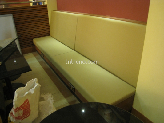 Custom made bench seating with cushion in PJ Selangor Malaysia #Bench Design #Carpentry works #cushion #Fabric #plywood #laminate #veneer #spray paint