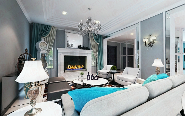 Living area with Victorian concept with Turquoise Color