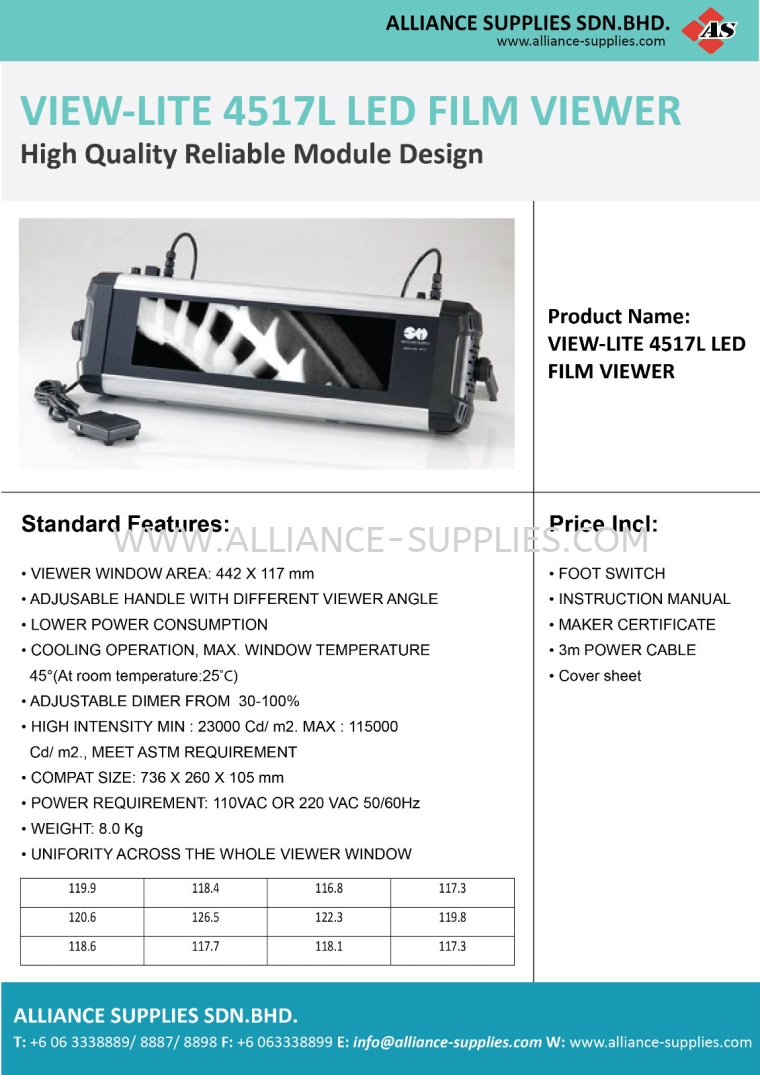 View-Lite 4517L LED Film Viewer High Quality Reliable Module Design Non-Destructive Testing Equipment (NDT)  MEASURING INSTRUMENTS
