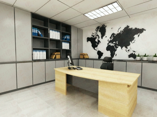 Simple world map with grey cabinet