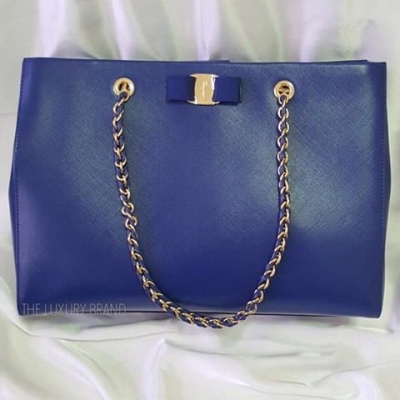 (SOLD) Brand New Salvatore Ferragamo Vara Tote in Blue