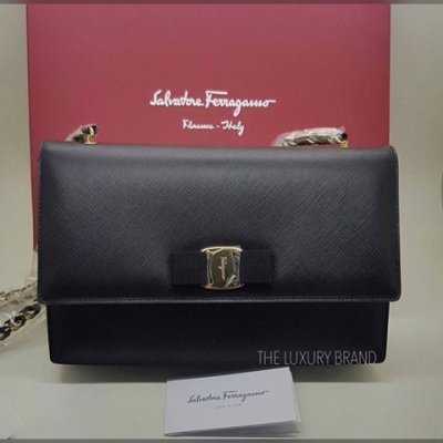 (SOLD) Brand New Salvatore Ferragamo Ginny Cross Body in Black