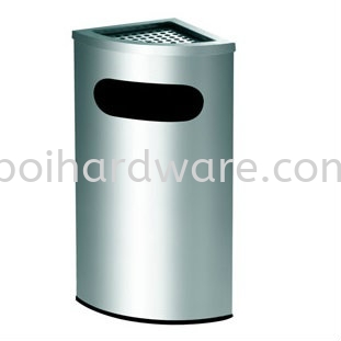 Stainless Steel Corner Bin complete with Ashtray Top Stainless Steel Rubbish Bin Hygiene and Cleaning Tools