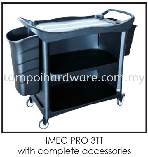 PRO 3T Plastic 3Tier Trolley With Accessories Trolley Hygiene and Cleaning Tools