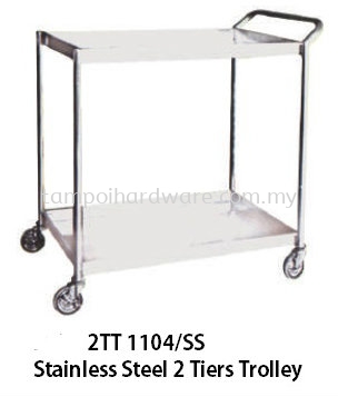 2T 1104SS# Stainless Steel 2 Tier Trolley   91.5L x 61W x 91.5H  cm