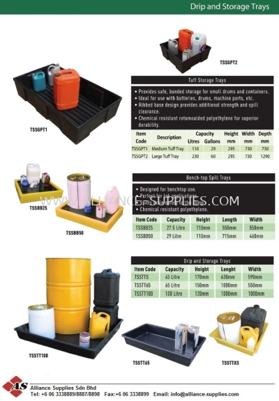 Storage Tray/ Table Top Spill Trays For Laboratory/ Multi-purpose Drip Trays