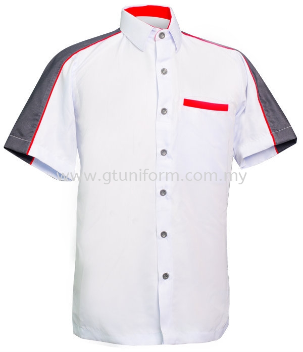 READY MADE UNIFORM M0215 (White & Grey & Red)