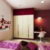 Great combination Maroon color with creamy wardrobe Teenage Girl Room Modern Interior Design for Puan Siti's Bungalow house in Sepang