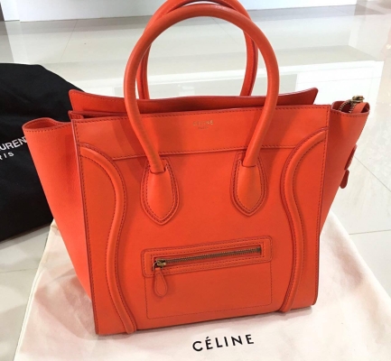 (SOLD) Celine Mini Luggage Tote in Orange (LIMITED)