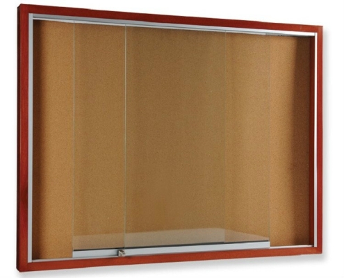 Sliding Glass Notice Board  Wooden Frame