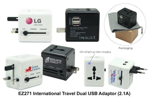 EZ271 International Travel Dual USB Adaptor (2.1A)